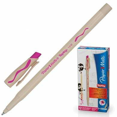 Ручка стираемая шариковая PAPER MATE "Replay", корпус бежевый, узел 1,2 мм, линия 1 мм, розовая, S0851441 (арт. 141928)