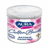 Ватные палочки 200 шт., AURA, пластиковый стакан, 6359,6442,6359 (арт. 127814)