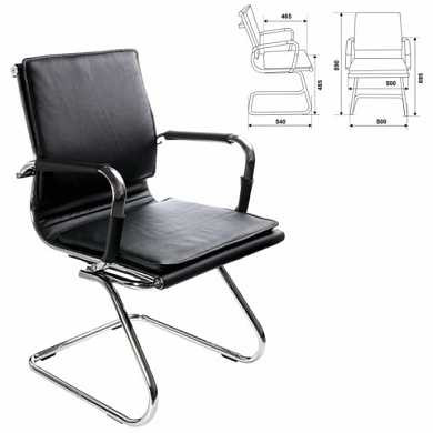 Кресло для приемных и переговорных CH-993-Low-V с низкой спинкой, экокожа, хром, черное, CH-993-LOW-V/BL (арт. 531234)