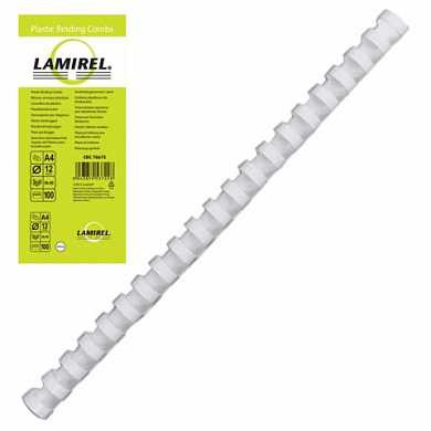 Пружины пластиковые для переплета LAMIREL, комплект 100 шт., 12 мм, для сшивания 56-80 л., белые, LA-78672 (арт. 531325)