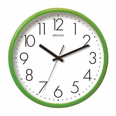Часы настенные САЛЮТ П-2Б3.4-012, круг, белые, зеленая рамка, 26,5х26,5х3,8 см (арт. 452357)