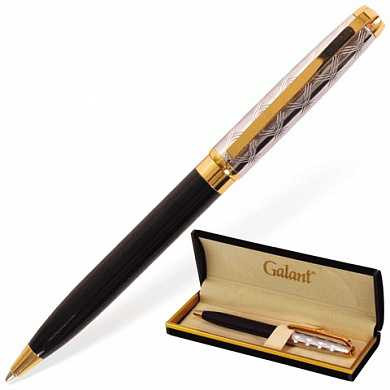 Ручка подарочная шариковая GALANT "Consul", корпус черный с серебристым, золотистые детали, пишущий узел 0,7 мм, синяя (арт. 140963)