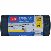 Мешки для мусора 120л OfficeClean ПВД, 68*105см, 55мкм, 10шт., суперпрочные, черные, в рулоне (арт. 243968/И)