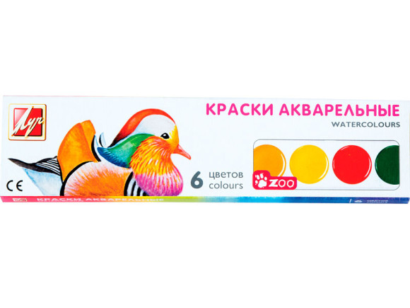 КРАСКИ АКВАРЕЛЬНЫЕ - 6ЦВ. "ZOO" БЕЗ КИСТИ КАРТОН.  купить в интернет-магазине ТОО Снабжающая компания от 336 T, а также и другие Школа и творчество на сайте dulat.kz оптом и в розницу