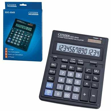 Калькулятор CITIZEN настольный SDC-554S, 14 разрядов, двойное питание, 199x153 мм (арт. 250222)