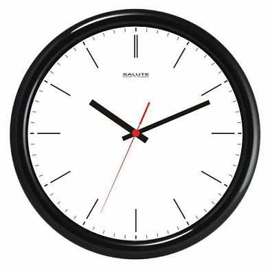 Часы настенные САЛЮТ П-2Б6-134, круг, белые, черная рамка, 26,5х26,5х3,8 см (арт. 452359)