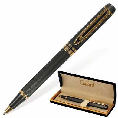 Ручка подарочная шариковая GALANT "Dark Chrome", корпус матовый хром, золотистые детали, пишущий узел 0,7 мм, синяя, 140397 (арт. 140397)