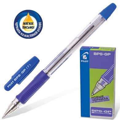 Ручка шариковая масляная PILOT "BPS-GP", корпус прозрачный, узел 0,7 мм, линия 0,32 мм, синяя, BРS-GP-F (арт. 140202)