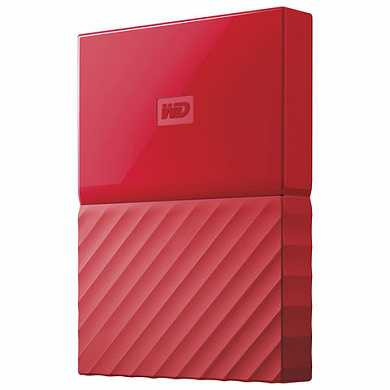 Диск жесткий внешний HDD WESTERN DIGITAL "My Passport", 1 TB, 2,5", USB 3.0, красный, WDBBEX0010BRD (арт. 512688)