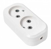Колодка T-Plast RUKA, 2 розетки, 10А 250В, корпус АБС-пластик, белая, 32-74-220-0400 (арт. 649284)