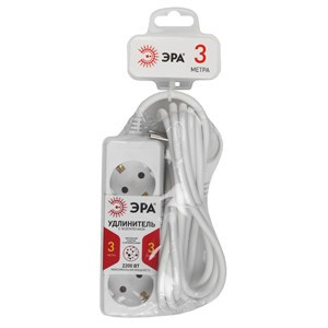 ЭРА Удлинитель ПВС 3х0,75 3 роз. 3м 16А земля, бел. U-3e-3m (арт. 637202) купить в интернет-магазине ТОО Снабжающая компания от 3 822 T, а также и другие Сетевые удлинители на сайте dulat.kz оптом и в розницу