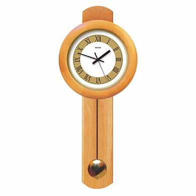 Часы настенные САЛЮТ ДС-1МБ27-803, с маятником, круг, бело-золотые, деревянная рамка, 71х31х6 см (арт. 452335)