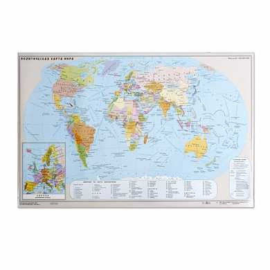 Коврик-подкладка настольный для письма, с картой мира, 380х590 мм, "ДПС", 2129.М (арт. 230926)