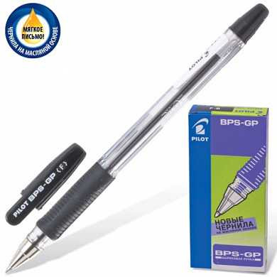 Ручка шариковая масляная PILOT "BPS-GP", корпус прозрачный, узел 0,7 мм, линия 0,32 мм, черная, BРS-GP-F (арт. 140199)