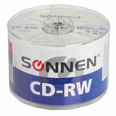 Диски CD-RW SONNEN, 700 Mb, 4-12x, Bulk, 50 шт., 512578 (арт. 512578)