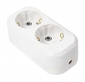 Колодка T-Plast RUKA, 2 розетки, 16А 250В, корпус АБС-пластик, белая, земля, 32-74-221-0400 (арт. 649287)