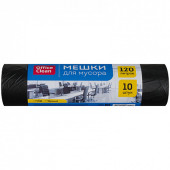 Мешки для мусора 120л OfficeClean ПНД, 67*102см, 11мкм, 10шт., черные, в рулоне (арт. 228598/А)