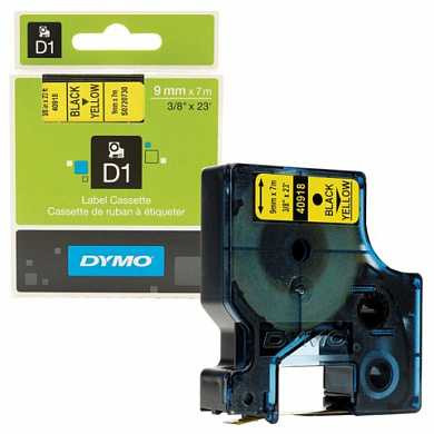 Картридж для принтеров этикеток DYMO D1, 9 мм х 7 м, лента пластиковая, чёрный шрифт, желтый фон, S0720730 (арт. 360363)