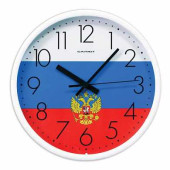 Часы настенные САЛЮТ П-2Б8-185, круг, с рисунком "Флаг", белая рамка, 26,5х26,5х3,8 см (арт. 452362)