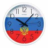 Часы настенные САЛЮТ П-2Б8-185, круг, с рисунком "Флаг", белая рамка, 26,5х26,5х3,8 см (арт. 452362)