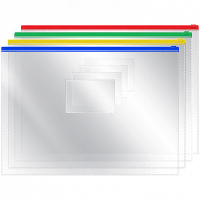 Папка-конверт на молнии OfficeSpace, А4, 120мкм, прозрачная (арт. ZB4_1778)