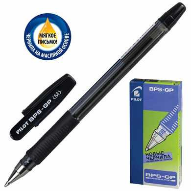 Ручка шариковая масляная PILOT "BPS-GP", корпус прозрачный, узел 1 мм, линия 0,4 мм, черная, BPS-GP-M (арт. 141865)