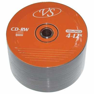 Диски CD-RW VS, 700 Mb, 4-12x, 50 шт., Bulk, VSCDRWB5001 (арт. 511538)