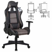 Кресло компьютерное BRABIX GT Racer GM-100, две подушки, ткань, черное/коричневое, XX (арт. 531819)