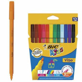 Фломастеры BIC "VISA", 12 цветов, суперсмываемые, вентилируемый колпачок, европодвес, 888695 (арт. 150357)