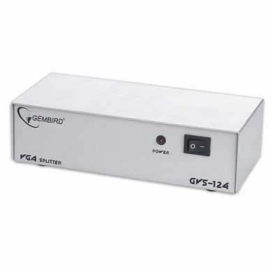 Разветвитель видеосигнала VGA GEMBIRD,15F/15F, 1 ПК на 4 монитора, каскадируемый, GVS124 (арт. 511960)