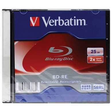 Диск BD-RE (Blu-ray) VERBATIM, 25Gb, 2x, Slim Case, 43615 (арт. 511570)
