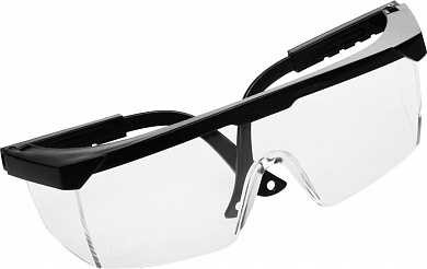 Очки STAYER защитные с регулируемыми по длине дужками, поликарбонатные прозрачные линзы с оправой (арт. 2-110451)