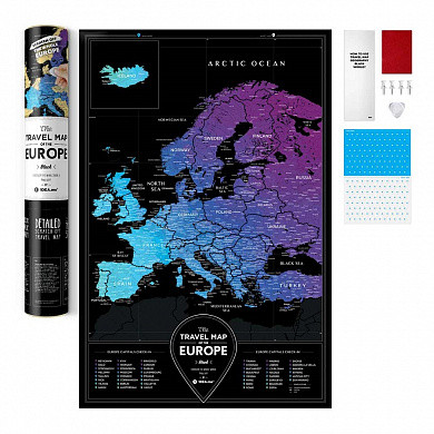 Карта Travel map black europe (арт. 4820191130708)