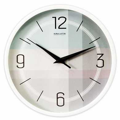 Часы настенные САЛЮТ П-2Б8-453, круг, светло-серые, белая рамка, 26,5х26,5х3,8 см (арт. 452364)