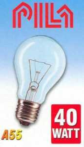 Лампа накаливания Pila A55 E27 40W Лон Прозрачная (арт. 6459) купить в интернет-магазине ТОО Снабжающая компания от 343 T, а также и другие Лампы накаливания на сайте dulat.kz оптом и в розницу