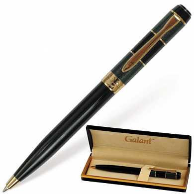 Ручка подарочная шариковая GALANT "Granit Green", корпус черный с темно-зеленым, золотистые детали, пишущий узел 0,7 мм, синяя, 140393 (арт. 140393)