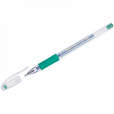 Ручка гелевая Crown "Hi-Jell Grip" зеленая, 0,5мм, грип (арт. HJR-500R)