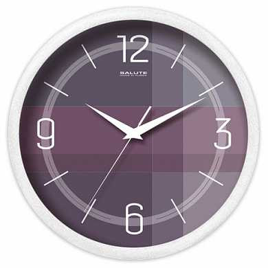 Часы настенные САЛЮТ П-2Б8-454, круг, темно-серые, белая рамка, 26,5х26,5х3,8 см (арт. 452365)