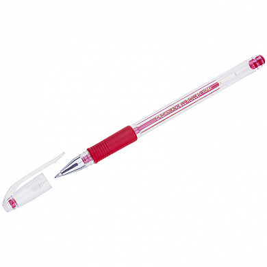 Ручка гелевая Crown "Hi-Jell Grip" красная, 0,5мм, грип (арт. HJR-500R)