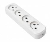 Колодка T-Plast RUKA, 4 розетки, 10А 250В, корпус АБС-пластик, белая, 32-74-420-0400 (арт. 649286)