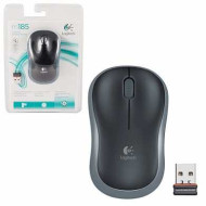 Мышь беспроводная LOGITECH M185, 2 кнопки + 1 колесо-кнопка, оптическая, черно-серая, 910-002238 (арт. 511453)