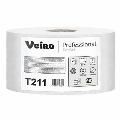 Бумага туалетная 80 м, VEIRO Professional (Система Т6), комплект 12 шт., Comfort, 2-слойная, T211 (арт. 128381)