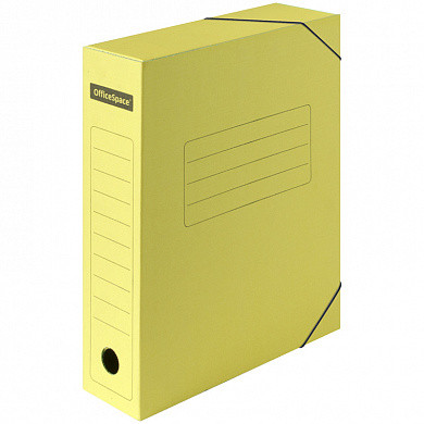 Папка архивная на резинках OfficeSpace, микрогофрокартон, 75мм, желтый, до 700л. (арт. 225426)
