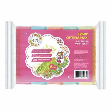 Губки для посуды Optima MAXI, 98*65*31 мм, 5шт. Elfe (арт. 92353) купить в интернет-магазине ТОО Снабжающая компания от 245 T, а также и другие Сопутствующие товары на сайте dulat.kz оптом и в розницу