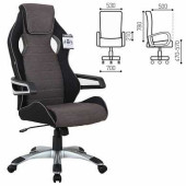 Кресло компьютерное BRABIX Techno GM-002, ткань, черное/серое, вставки белые, XXXXXX (арт. 531815)