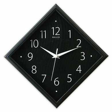 Часы настенные САЛЮТ П-2Е6-461, ромб, черные, черная рамка, 28х28х4 см (арт. 452367)
