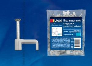 Uniel скоба квадратная пластиковая 18мм (уп. 100 шт) UCC-S18 White 100 POLYBAG (арт. 572147) купить в интернет-магазине ТОО Снабжающая компания от 980 T, а также и другие Скобы электромонтажные на сайте dulat.kz оптом и в розницу