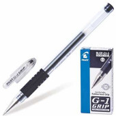 Ручка гелевая PILOT "G-1 Grip", корпус прозрачный, узел 0,5 мм, линия 0,3 мм, резиновый упор, черная, BLGP-G1-5 (арт. 140197)