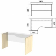 Опоры к столам эргономичным "Канц" 1400х800х750 мм, левый/правый, цвет дуб молочный, СК30.15.2 (арт. 640537)