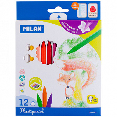 Мелки восковые Milan, 12цв., трехгранные, картон, европодвес (арт. 80013) купить в интернет-магазине ТОО Снабжающая компания от 1 568 T, а также и другие Мелки и карандаши восковые на сайте dulat.kz оптом и в розницу